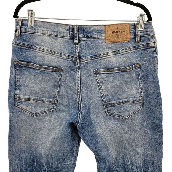 Company 81 Mens Jeans Skinny Bleach Acid Streaked Light Wash Blue 34 x 32 - Picture 14 of 14